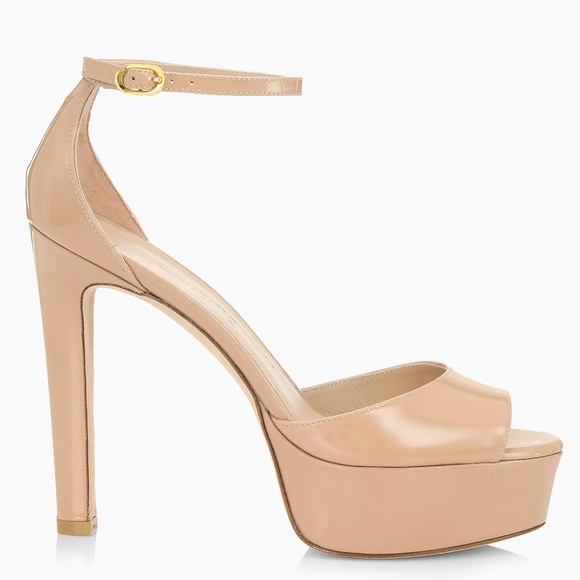 🌹STUART WEITZMAN 🌹 Discoplatform Nudistcurve Patent Leather Sandals Size: 10B - Picture 2 of 13